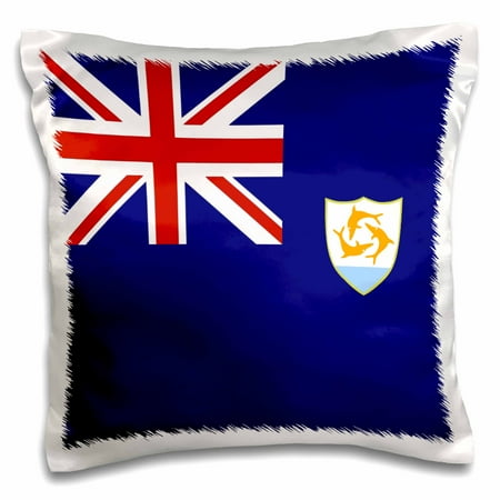- 3dRose Flag of Anguilla - Caribbean island dolphin shield coat of arms on navy blue with British Union Jack - Pillow Case, 16 by 16-inch