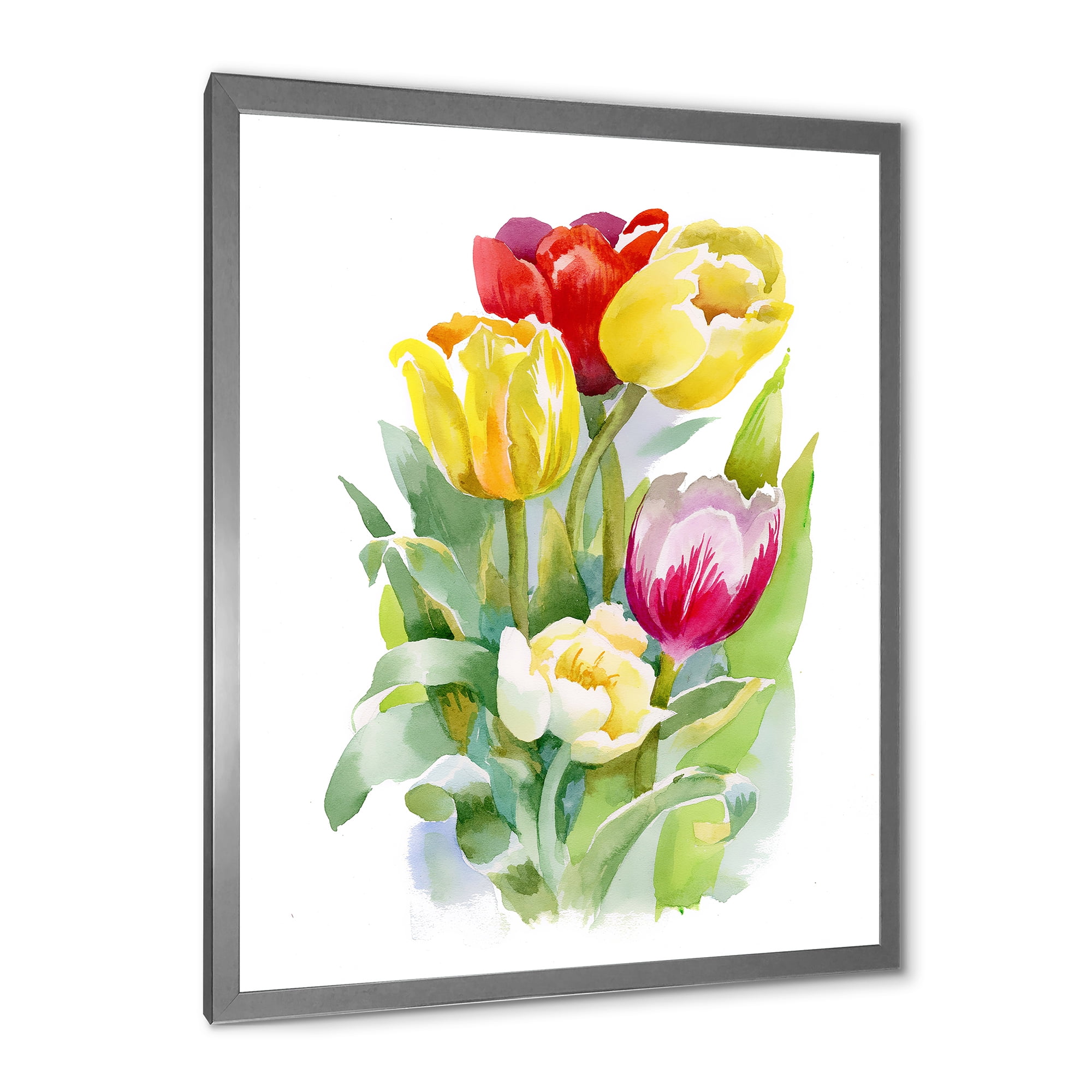 Designart 'Bouquet of Red and White Tulips' Traditional Framed Art Print