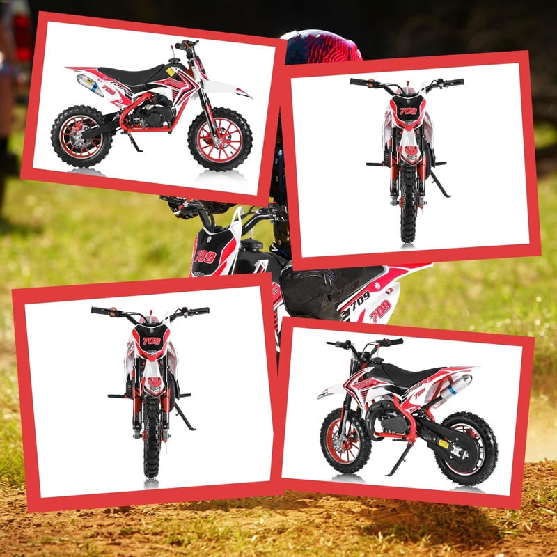 49cc Kids Dirt Bike,2-Stroke Gas Power Motocross Off Road Mini Motorcycle Vehicles Children Pit Bike Pocket Motorbike with Front Rear Disc Brakes Ideal Gifts for Kids Boys Girls Aged 8-14