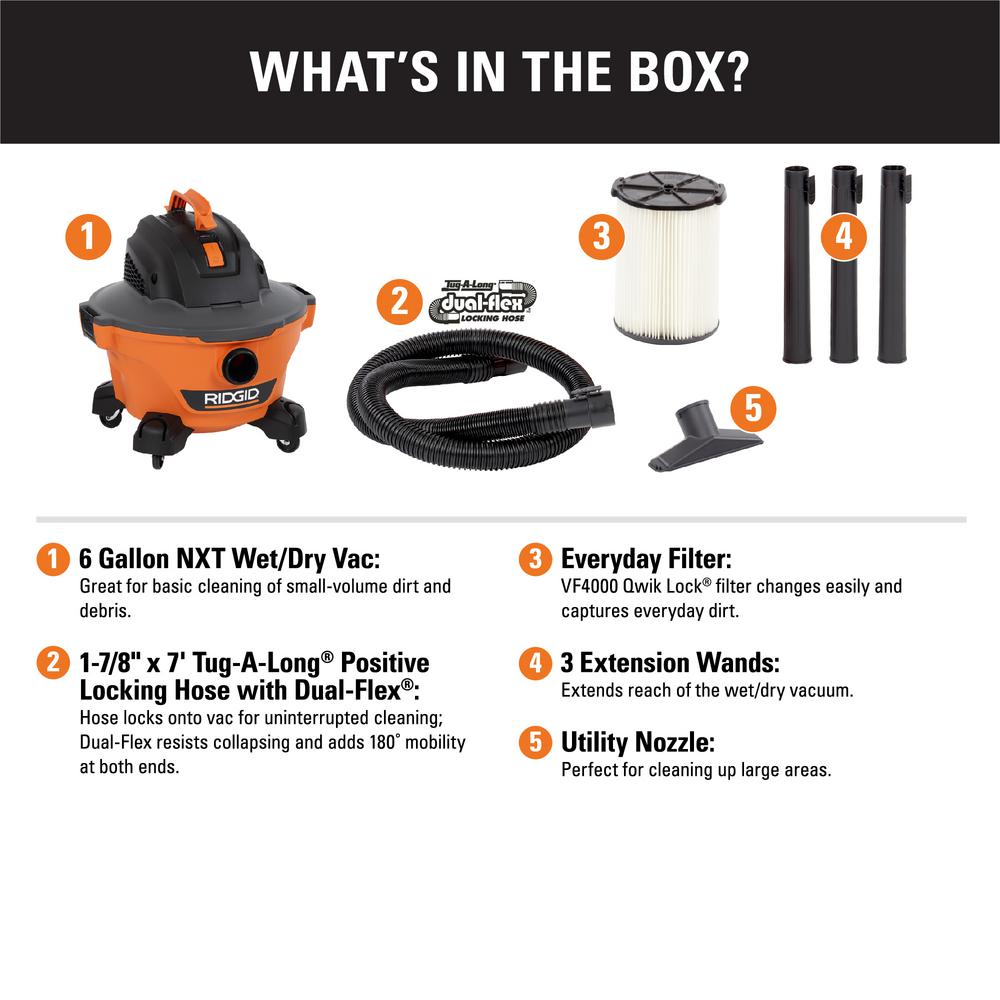 RIDGID 6 Gal. 3.5-Peak HP NXT Wet/Dry 