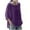 Purple, variant on Patlollav Womens Plus Size Tops Solid Round-Neck Three Quarter Sleeve Cotton Blouse T-Shirt