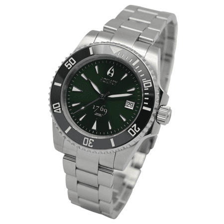 Aquacy 1769 Hei Matau Men's 300M Automatic Green Dial Watch ETA SWISS MOVEMENT Double Locking Diver Clasp Bracelet (Best Eta Automatic Movement)