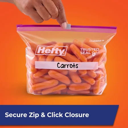 Hefty Slider Kitchen Storage Bags Quart Size 75 Count