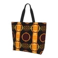 thumbnail image 1 of ZICANCN Orange Retro Geometric Pattern Tote Bag , Grocery Bags Reusable Shopping Bags with Handles Durable Foldable Washable for Women Men, 1 of 8