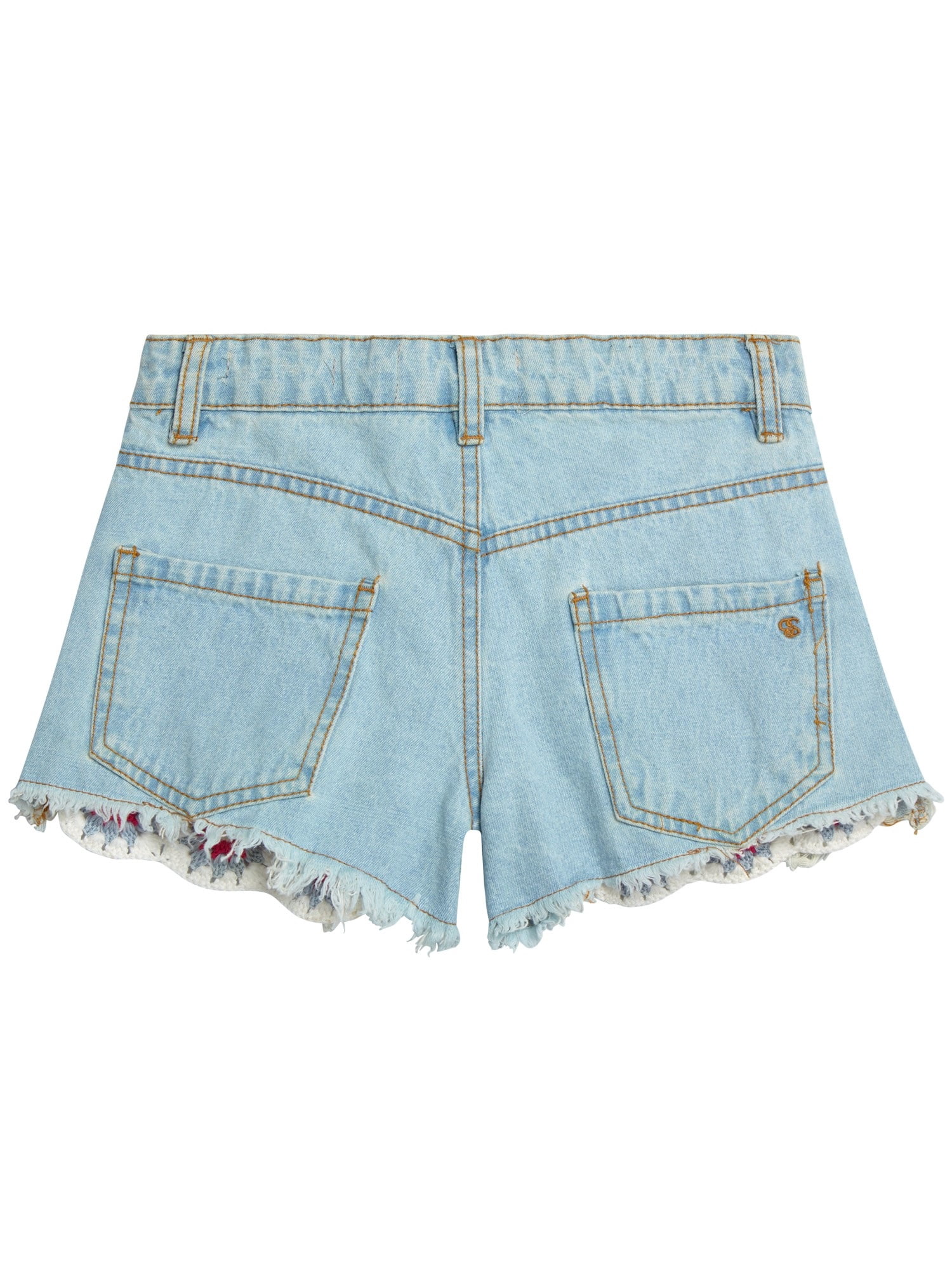Jessica Simpson Girls' Vintage Wash Crochet Pocket Denim Short, Sizes 7-16