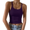 thumbnail image 5 of Sleeveless Tank Top for Women Spaghetti Strap Form Slim Fitting Scoop Neck Ribbed Knit Basic Cami Shirts Purple XL, 5 of 5