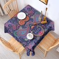 thumbnail image 2 of Multicolor Ethnic Paisley Pattern Square Tablecloth,Waterproof Square Table Cover,Wipeable Spillproof Washable Table Cover for Home Kitchen Party Decor 60"x60"(152x152cm), 2 of 6