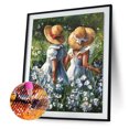 thumbnail image 1 of Cuadros Decorativos Flor recogiendo chica lienzo 5D DIY diamante pintura Kits completo redondo taladro (B5461) Ehuebsd embutido en tela, 1 of 8