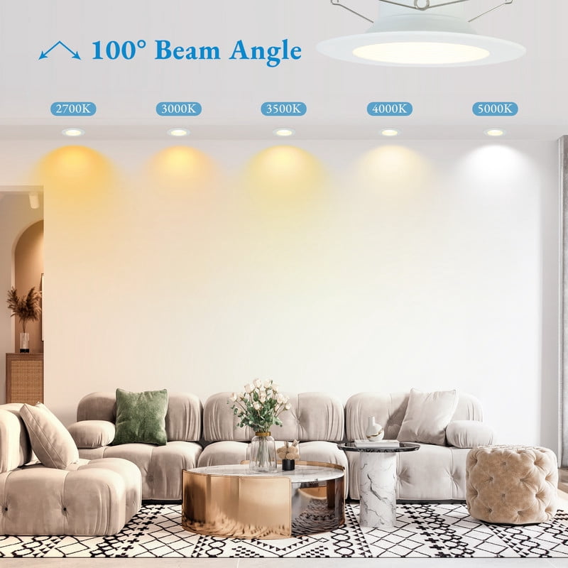 LNC 6 Inch Round LED Recessed Light,13.5W,5CCT,1125LM,Dimmable,Canless,ETL Listed,for Kitchen,Living Room,Bedroom