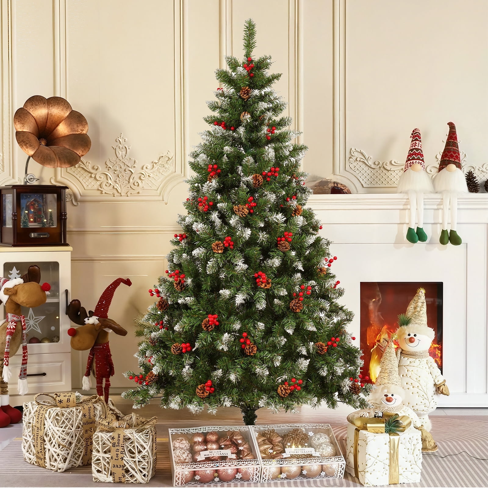 Christmas Time 7.5-Ft Prelit Winter Wonderland Slim Green