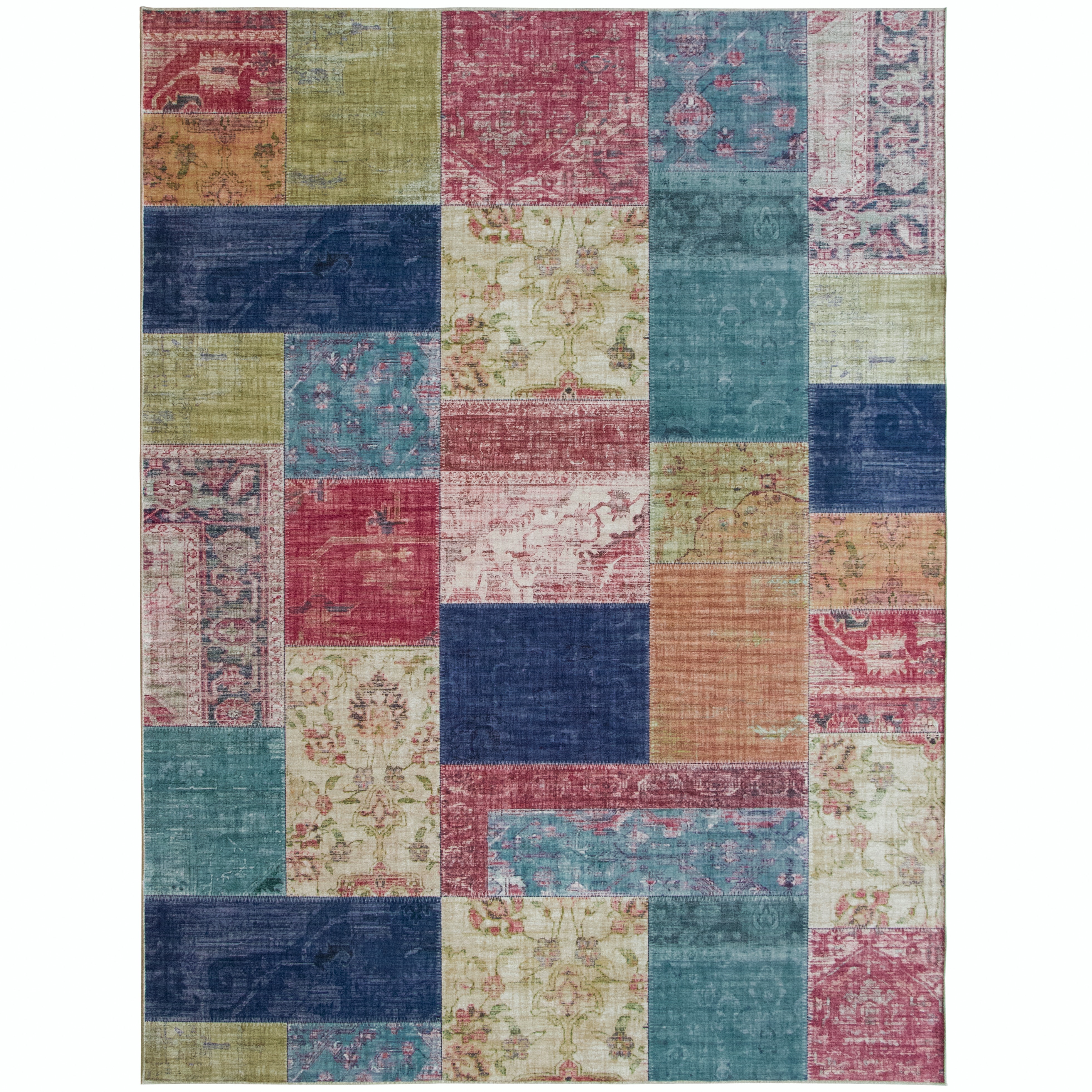 ReaLife Rugs Machine Washable Boho Patchwork Ecofriendly Recycled