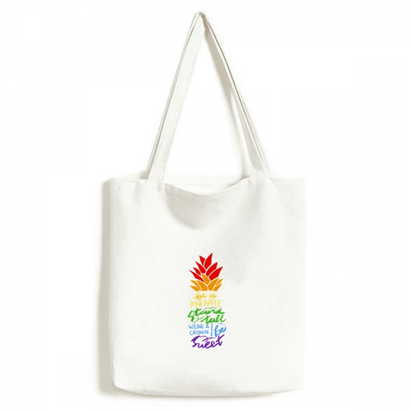 Pineapple LGBT Rainbow Flag Quote Tote Canvas Bag Shopping Satchel Casual Handbag