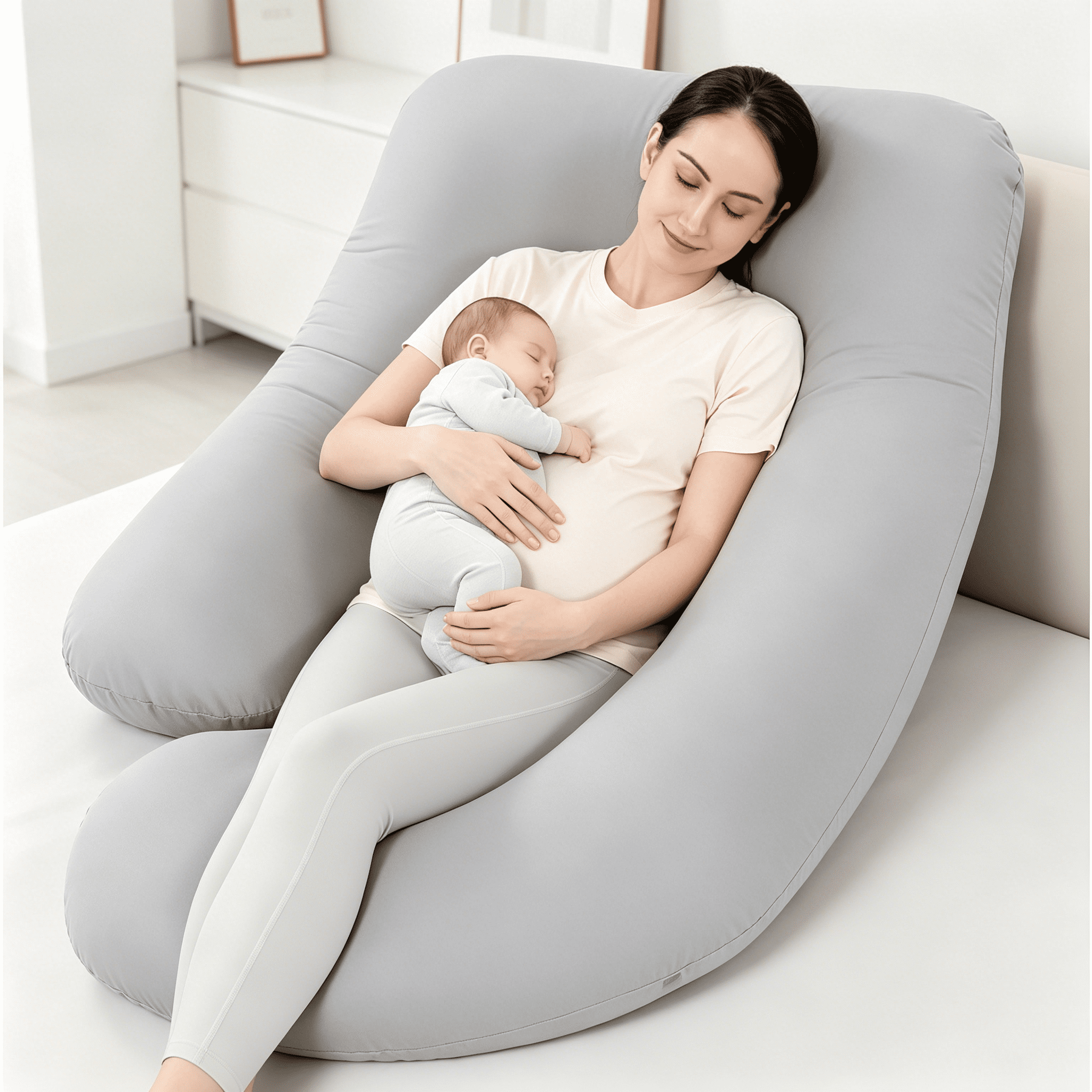 XIBUFE 2026 New Pregnancy Pillow with Soft Cover,Body Pillow for Pregnant Women,Maternity Pillow for Pregnant Women for Bed,Sofa,Nursery,Travel