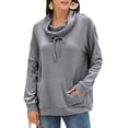 thumbnail image 2 of Sudadera con cordón y manga larga en color gris, talla M Sudadera informal con capucha y bolsillos para mujer, 2 of 6