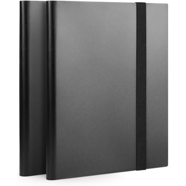 Carpeta de tarjetas, paquete de 2 carpetas de 9 bolsillos, carpeta de tarjetas deportivas, carpeta de carga lateral 360, carpeta de colección de tarjetas (negro)
