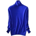 thumbnail image 1 of HNMKIU Chandail à Col Roulé pour Femmes, Manches Longues, Décontracté, Chaud, Confortable, Style Moderne, Bleu, P, 1 of 3