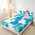 thumbnail image 4 of Manfei Modern Abstract Art Queen Sheet Sets,Oil Painting Flat Sheet,Blue White Green Queen Fitted Sheet For Girls,Breathable Home Decor,4pcs, 4 of 7