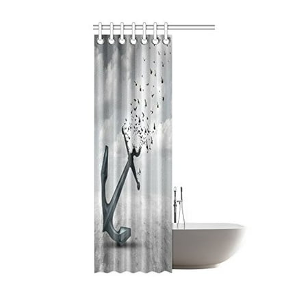 Gckg Vintage Anchor Bird Shower Curtain Hooks 36x72 Inches Grey