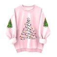 thumbnail image 4 of Chandails d'Hiver Grande Taille pour Femmes Chandail à Capuche Imprimé Tête de Cerf de Noël Col Rond Manches Longues Chandail en Molleton Drôle Rose m, 4 of 5