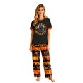 thumbnail image 2 of Halloween Family Matching Pajamas Short Sleeve Black Cat Print Top Pumpkin Ghost Pattern Long Pants Family Sleepwear Set, 2 of 7