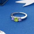 thumbnail image 4 of Gem Stone King 925 Sterling Silver Wedding Jewelry Bridal Ring 1.10 Ct Round Green Peridot Blue Tanzanite (Size 6), 4 of 4