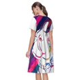 thumbnail image 2 of Bixox Robe d'Été à Manches Courtes pour Femmes Robe Ample Longueur Genou avec Poches-Bouledogue Coloré, 2 of 7