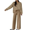 thumbnail image 3 of Jinhomg Women's Two Piece Thin Sweater Lounge Sets 2026 Fall Winter Oversized Knit Pullover with Wide Leg Pants Casual Comfy Knitted Outfits Khaki Free Size, 3 of 7