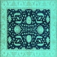 thumbnail image 1 of Ahgly Company Machine Washable Indoor Square Oriental Turquoise Blue Industrial Area Rugs, 6' Square, 1 of 4