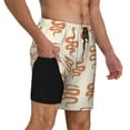 thumbnail image 3 of Picia Hand Drawn Snake pattern Mens Swim Trunks with Compression Liner Stretch Beach Shorts Quick Dry with Zipper Pockets No-Chafing Board Shorts-Small, 3 of 9