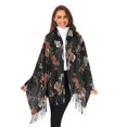 thumbnail image 3 of FORMRS Womens Scarf Winter Soft Long Big Warm Shawls Wrap Tassel Scarves, Black Flowers, 3 of 9