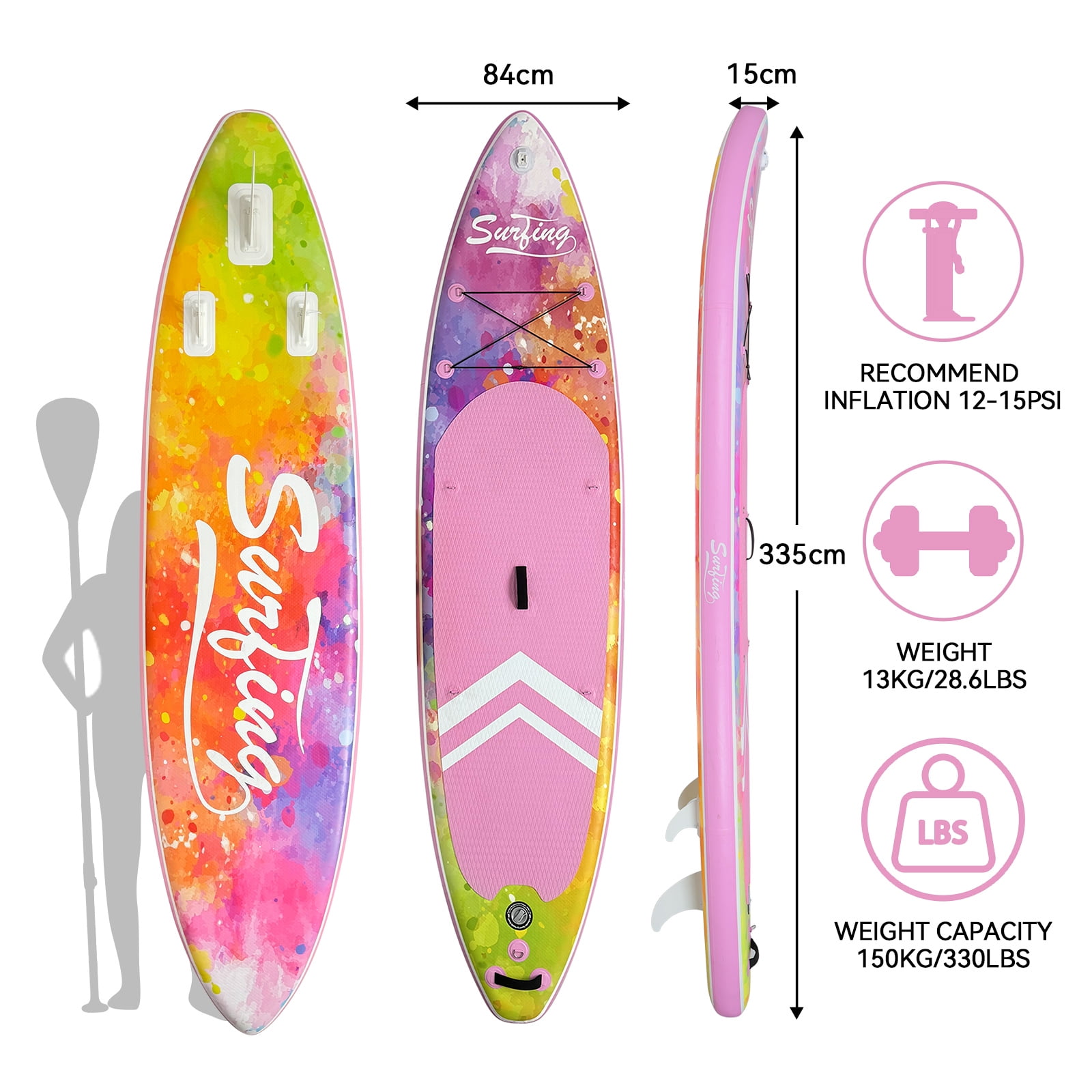 Elecwish Inflatable Stand Up Paddle Boards, 11' Wide Stable Design, Non-Slip Comfort Deck, Lightweight