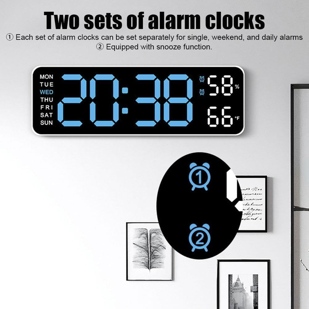 Digital Wall Clock,Digital Calendar,Large Wall Clock,13" Large Display Digital Clock,LED Digital Clock with Remote Control,Countdown Dimmer Large Clock with DST Date Week Temperature(wwx)