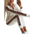 thumbnail image 1 of Innerwin Jogger Set Leopard Print Ladies Sweatsuits Jogging Hoodies Comfy 2 Piece Outfit White 4XL, 1 of 7