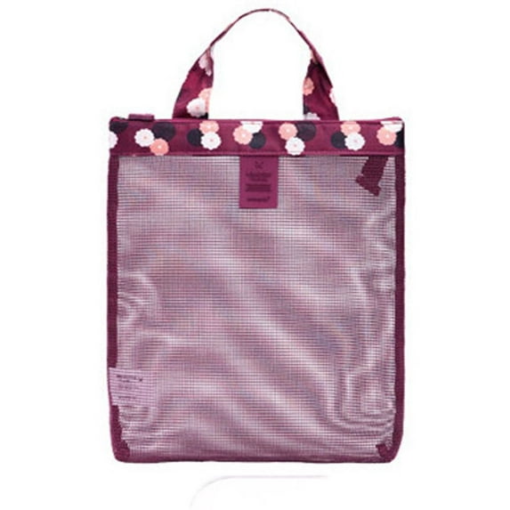 For Men Fashion Toiletry Bag Fashion Handbag Flower Transparent Makeup Organizer Mesh Cosmetic Bag Korean Storage Bag Swimming Beach Bag Travel Wash Bag WINE RED