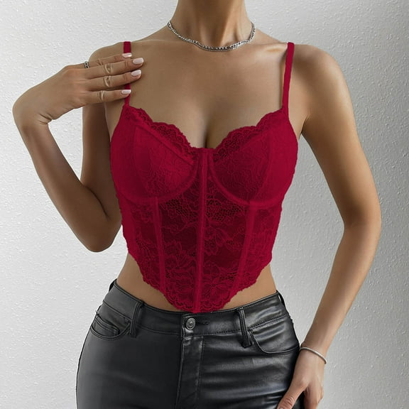 Renaissance Corsets Women Plus Size, Fashion Women Style Solid Color Mesh Gauze Perspective Backless Camisole New Women's Lace up Boned Overbust Corset Style B-61 Wine S