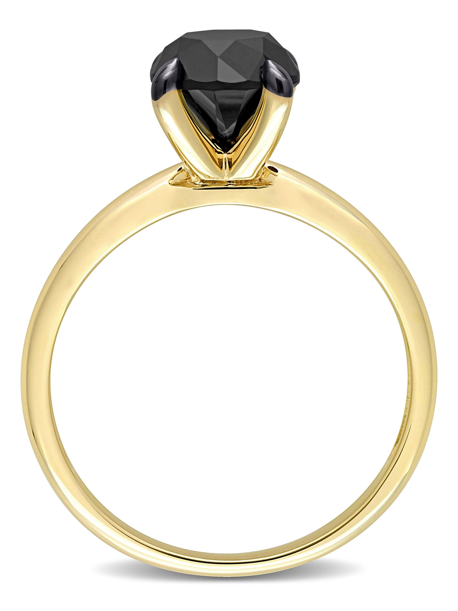 Miabella Women's 2 Carat T.W. Black Diamond 10kt Yellow Gold Solitaire Engagement Ring