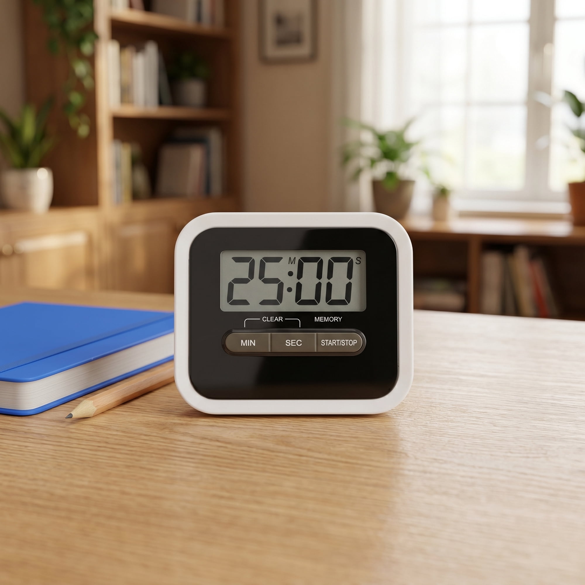 Unique Bargains Digital Loud Alarm Magnetic Backing Home Timer Black