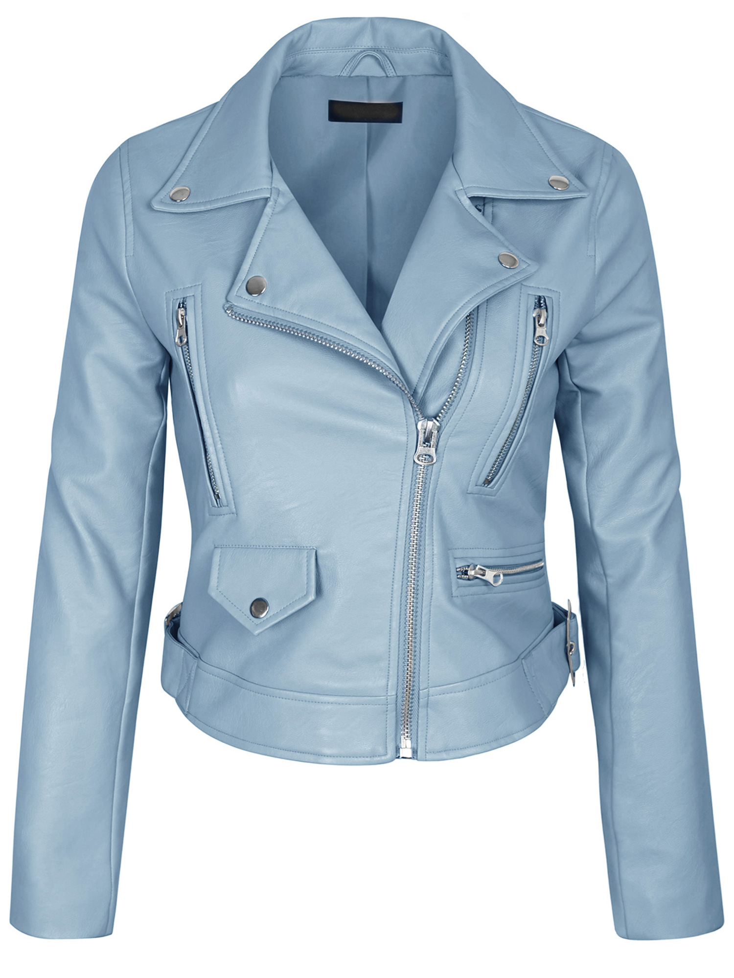 Women’s Fitted Faux Leather Zip-Up Jacket