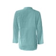 thumbnail image 5 of Breezora Women Linen Blend Shirt Button Down Long Sleeve V Neck Casual Comfortable Blouse L Size Green, 5 of 5