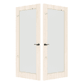 thumbnail image 3 of 60" x 80" 1-Lite Frosted Glass Primed French Doors White Pine Double Doors With Hardware / Handle for Bathroom, 3 of 9