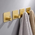 thumbnail image 2 of Ganchos adhesivos de acero inoxidable de alta resistencia, elegantes ganchos de pared inoxidables para cocina, baño y puerta (4 unidades), 2 of 4