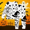 thumbnail image 2 of Shadoumai Halloween Pajamas Set Size 8 Cream Color Pajamas Cute Graphic Print Hand Paint Pjs Funny Long Sleeve Button Shirt Longs Pajama Set 2-Piece Sleepwear Pjs for, 2 of 4