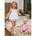 thumbnail image 6 of BemeyourBBs Toddler Baby Girls Summer Clothes Little Baby Girl Summer Outfit Cute Solid Color Strap Sleeveless Eyelets Ruffle Tank Vest Tops with Bloomer Shorts 2Pcs Set, 6 of 9
