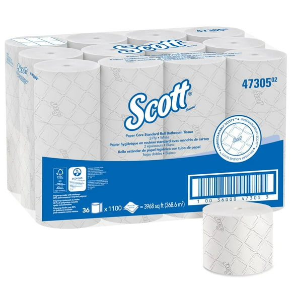 Scott Pro Paper Core Standard Roll Bathroom Tissue - 36 rolls per case - 1,100 sheets per roll