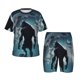 thumbnail image 1 of Balery Moon Wolf Warrior Conjunto de Pijama Infantil de Manga Corta con Estampado – Ropa de Dormir de Algodón Suave-Large, 1 of 6