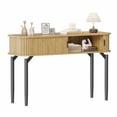 thumbnail image 2 of Fluted Console Table with Storage, Wood Sofa Table with Sliding Door, Entryway Table with Storage Space for Living Room, Couch, Hallway, Foyer, Oak/Walnut, 2 of 8