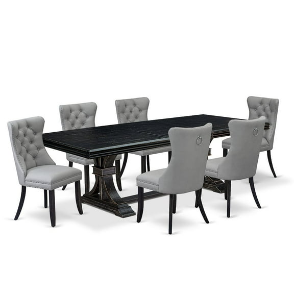 Luxe by East West Furniture 7 piece modern kitchen table set a kitchen table and 6 parson Chairs