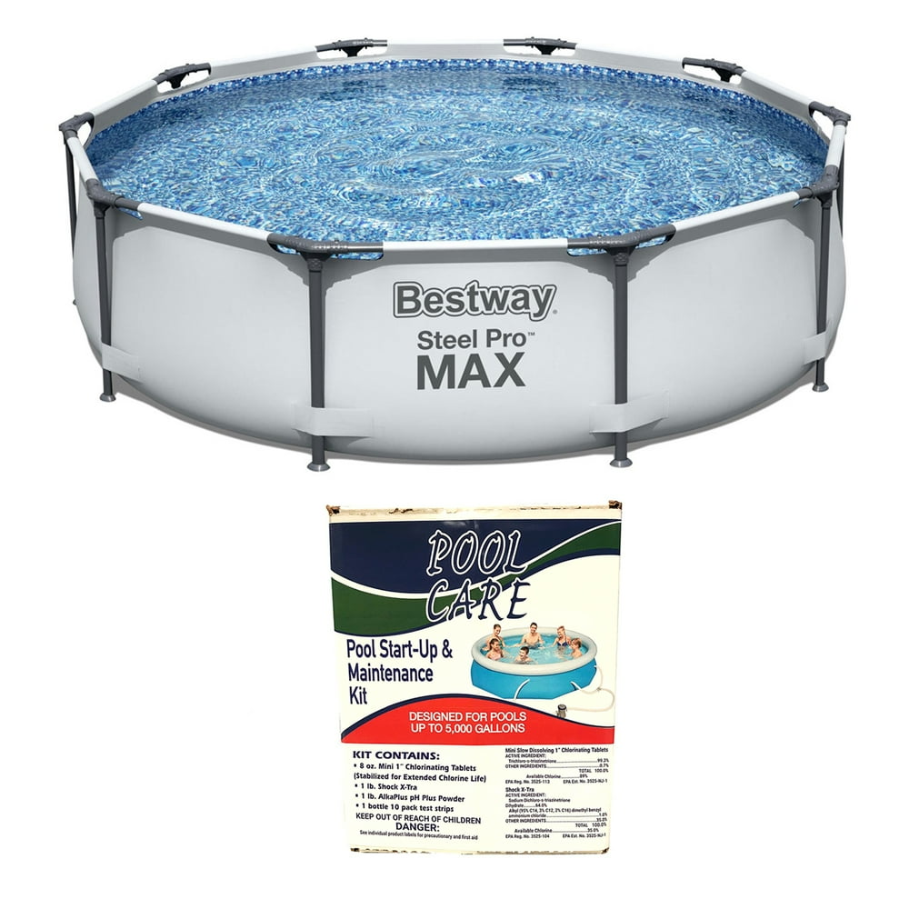 Bestway Steel Pro 10ft x 30in Round Frame Above Ground Pool Set & Cleaning Kit - Walmart.com 