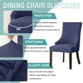 thumbnail image 5 of Stretch wingback Side Chair slipcover, Plaid armless wingback Chair Cover Removable Washable Soft Spandex Sloping Armchair Covers with Elastic Bottom for Dining Room-Blue-6 PCS, 5 of 8