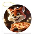 thumbnail image 3 of Christmas Ceramic Ornament Woodland Fox 3" Circle Ceramic Ornament Cartoon Fox And Pizza Christmas Tree Decorations for Family Friend, 3 of 8